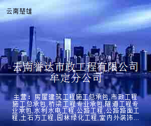云南誉达市政工程有限公司牟定分公司